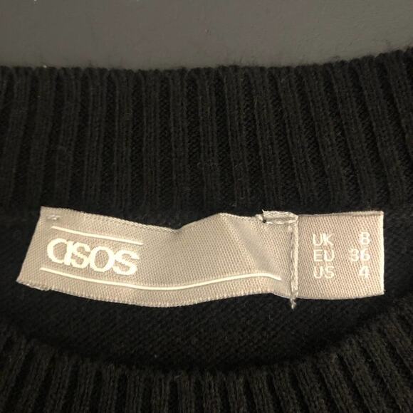 ASOS Racer Stripe Sweater Dress Size 4 Black with Red White Stripes Athleisure - Picture 9 of 10